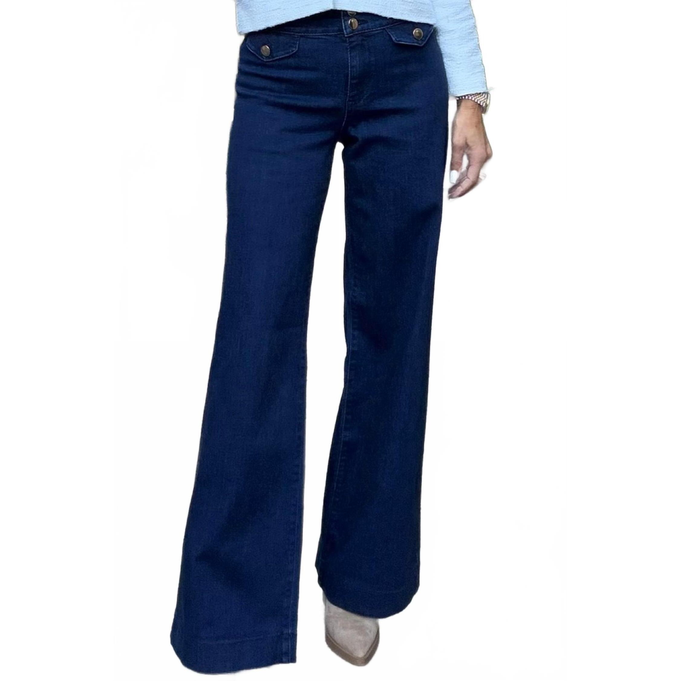 New Bevy Flog Stacy Wide Leg Denim Jeans In Deep Indigo